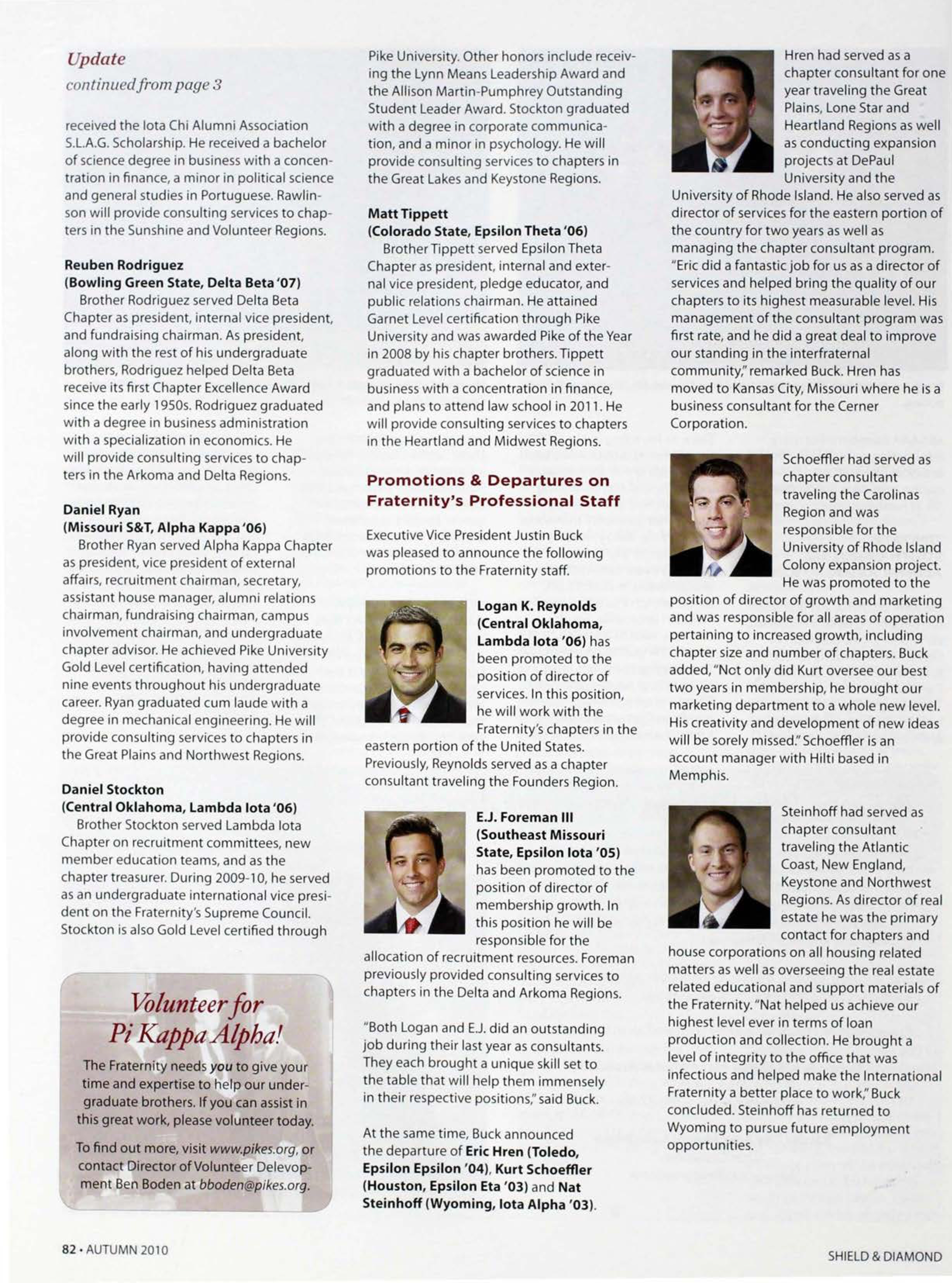 Update: Past EVP Awarded for Distinguished Service, Continued, Autumn 2010